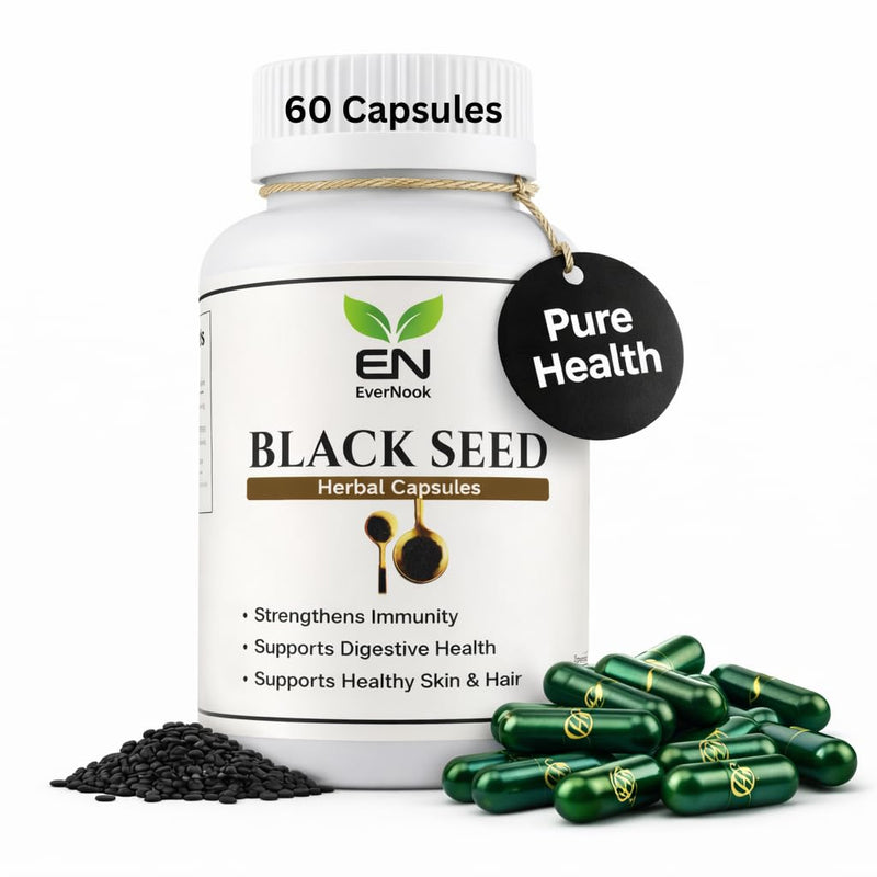 Black Seed Capsules 500mg – Nigella Sativa Extract Supplement – 60 Vegetarian Capsules – Black Cumin Seed Herbal Supplement for Immune Support, Digestive Health & Skin and Hair Support