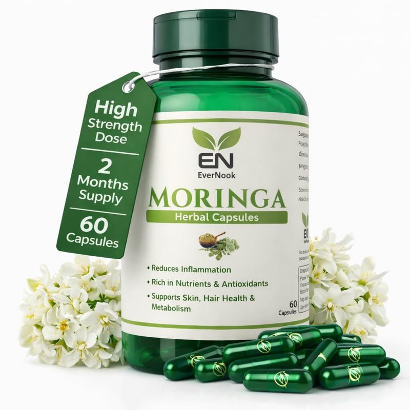 Moringa Capsules 500mg – 60 Vegetarian Capsules – Moringa Leaf Powder Supplement – Natural Antioxidant Superfood – Supports Energy, Metabolism, Skin & Hair Health – Herbal Supplement