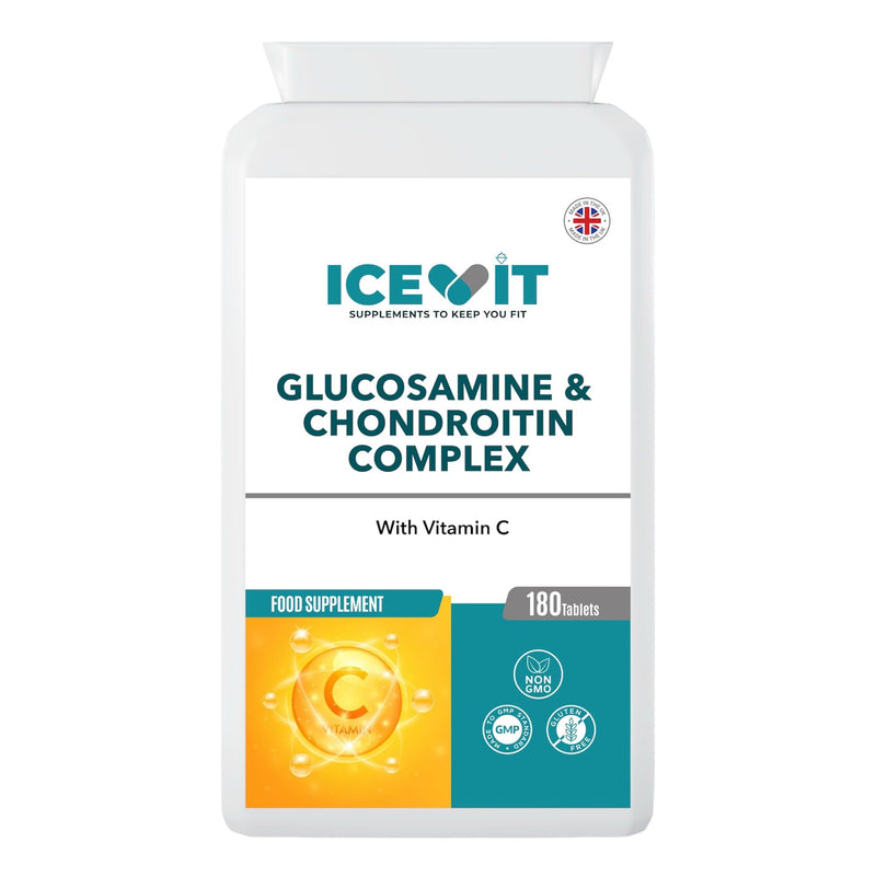 Glucosamine & Chondroitin Complex with Vitamin C – 180 Capsules – Joint Support Supplement – Glucosamine Sulphate & Chondroitin for Cartilage and Mobility – UK Made