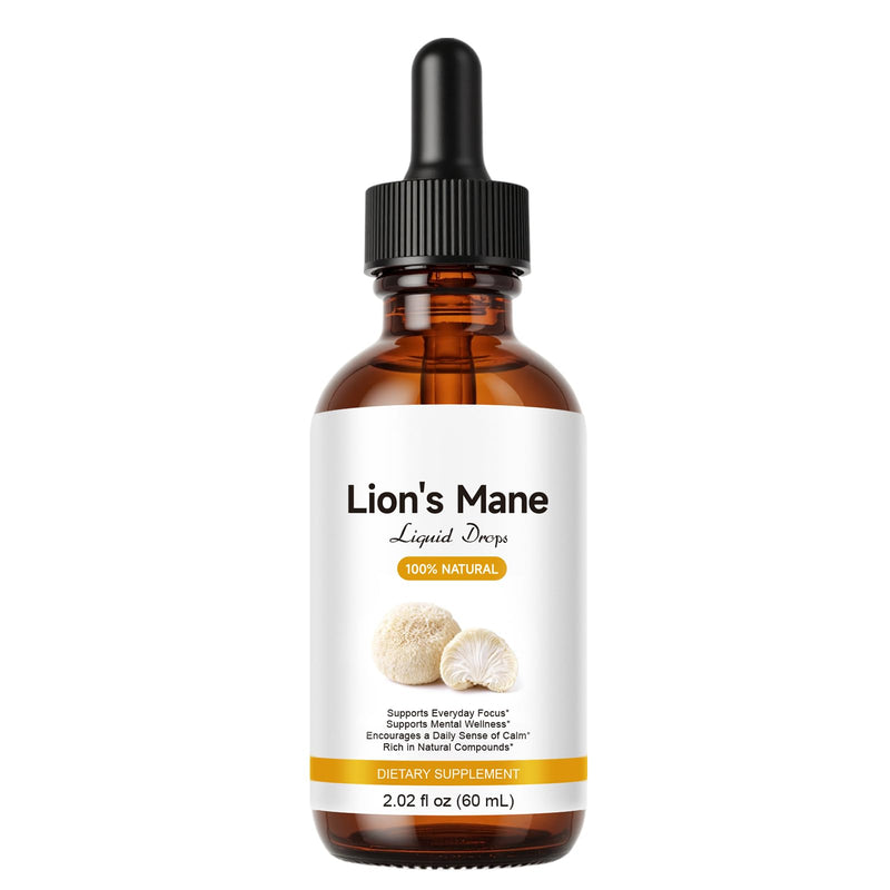 Lions Mane Supplement High Strength Mushroom Extract - Liquid Drops 60ml - Alcohol-Free, Sugar-Free, Vegan-Friendly - 670mg per Serving