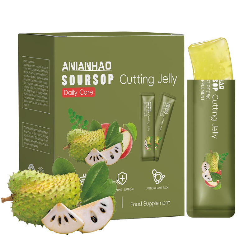 Soursop Fruit Cutting Stick Jelly, Soursop Bitters 7 in 1 with Sea Moss, Moringa, Turmeric, Black Seed Oil, Oregano, Ashwagandha | Herbal Extracts for Overall Health-Enhancing | Vegan, 30 Sachets
