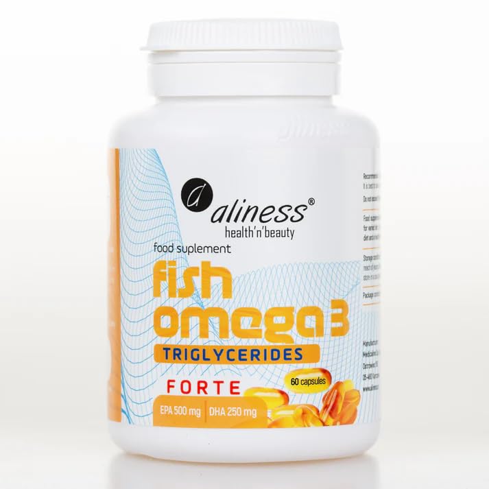Aliness Fish Omega 3 Forte, Triglycerides 500mg EPA/250mg DHA, 60 Softgel Capsules, Fish Oil Supplement, Gluten Free, Lactose Free, Soy Free, Essential Fatty Acids