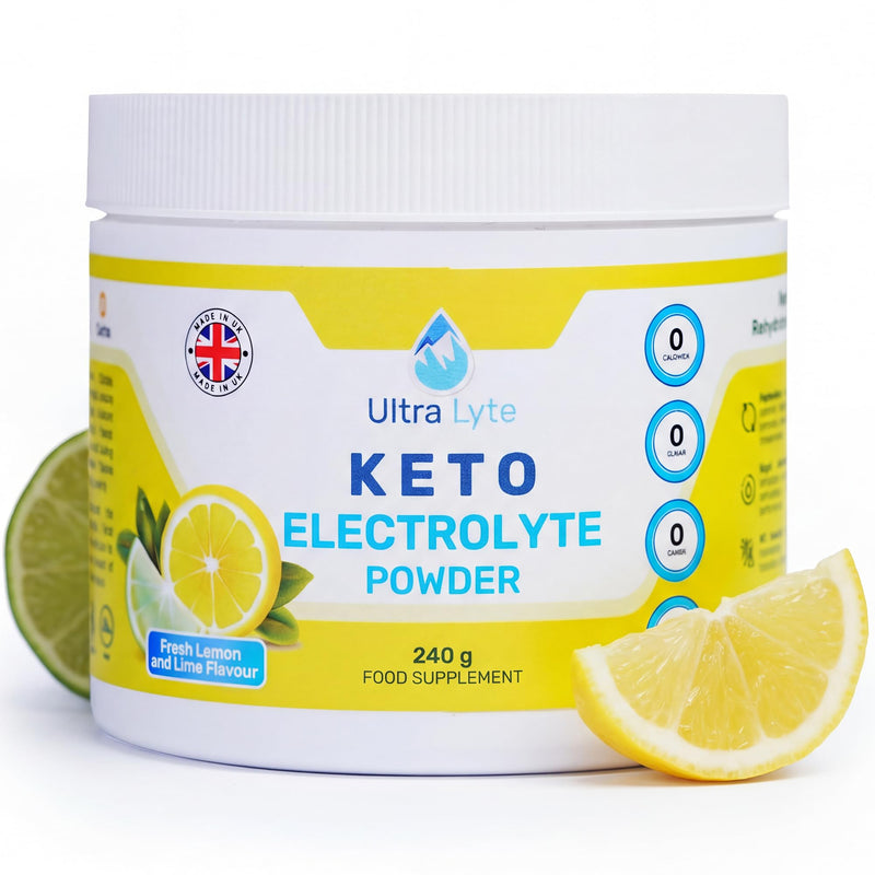 Ultra Lyte Keto Powder – Fresh Lemon & Lime Electrolyte Mix – 0 Carbs, 30 Servings – Potassium, Magnesium, Sodium – Sugar-Free, Fasting & Keto Electrolytes