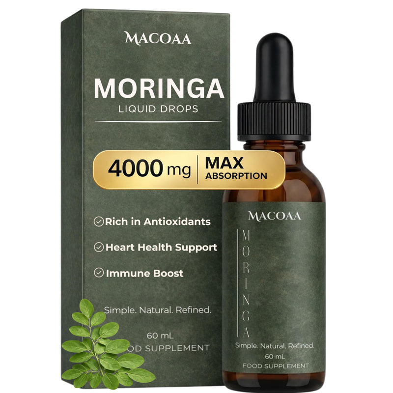Max Absorption Moringa Liquid Drops, Moringa Oleifera Leaf Extract 400mg per Serving, 10:1 Equivalent to 4000mg Dried Leaf, 60ml