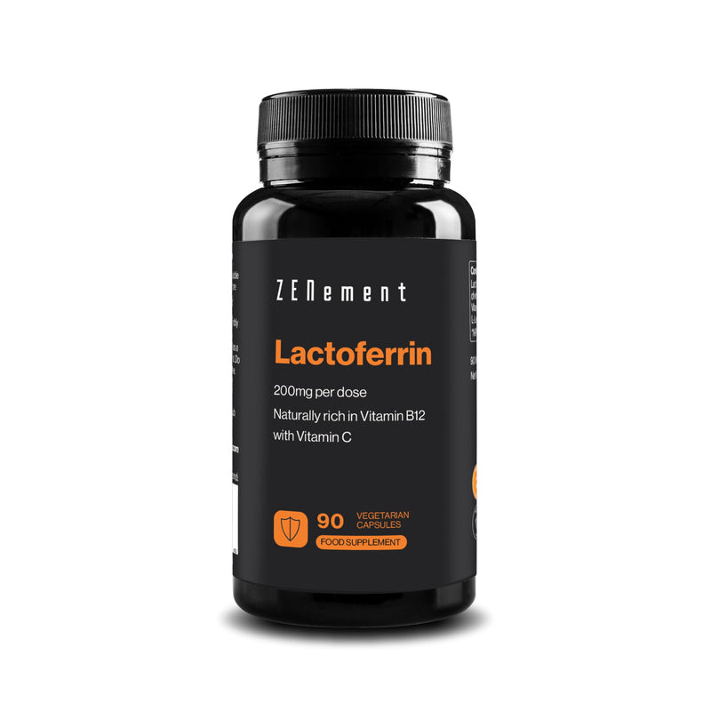 Lactoferrin 200 mg – from Fresh Grass-Fed Cow’s Milk – Natural Source of Vitamin B12, with 80 mg Vitamin C – Immune System Support – 90 Capsules – 3-Month Supply – Zenement