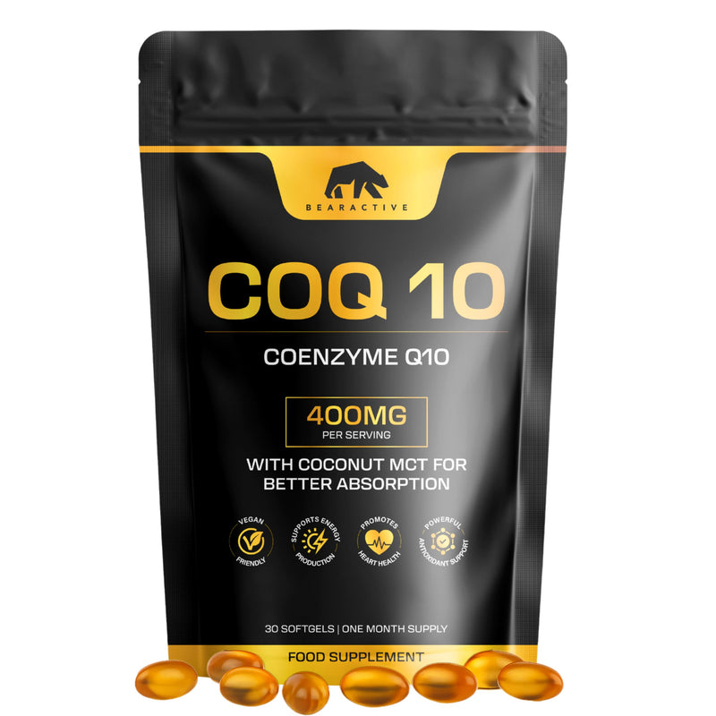 CoQ10 Supplement Softgels - Heart Health, Energy & Recovery - Coenzyme Q10 High Strength - Q10 Coenzyme Ubiquinone – 30 Vegan Softgels with Coconut MCT Oil (COQ10 400mg - 30 Softgels) COQ10 400mg - 30 Softgels