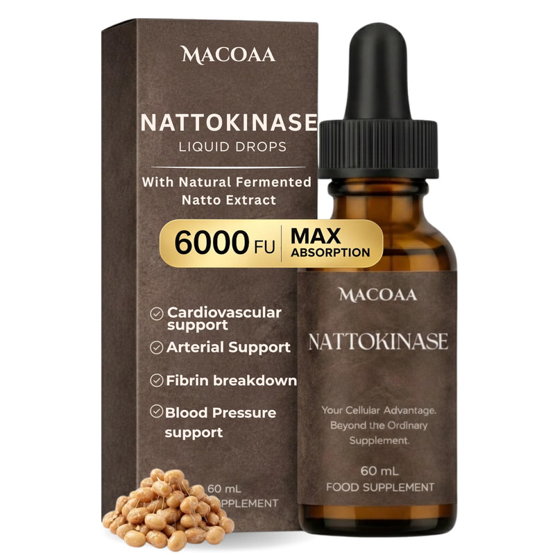 Nattokinase Liquid Drops 400mg, High Strength 98% Absorption, Natural Fermented Natto Enzyme Supplement, Supports Healthy Blood Pressure & Circulation, 60ml
