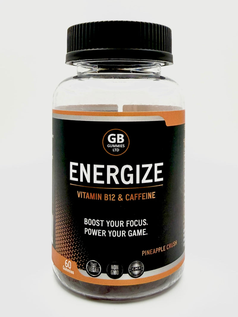 Energy Gummies for Golfers | 120mg Caffeine + L-Theanine | Golf Focus & Energy | Vegan | 60 Gummies | GB Gummies Energize