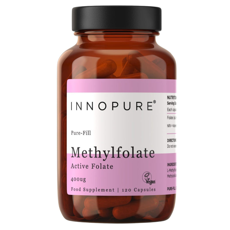 INNOPURE L-Methylfolate Folate 400mcg (No Fillers or Binders) Pure-Fill Supplement 120 Capsules
