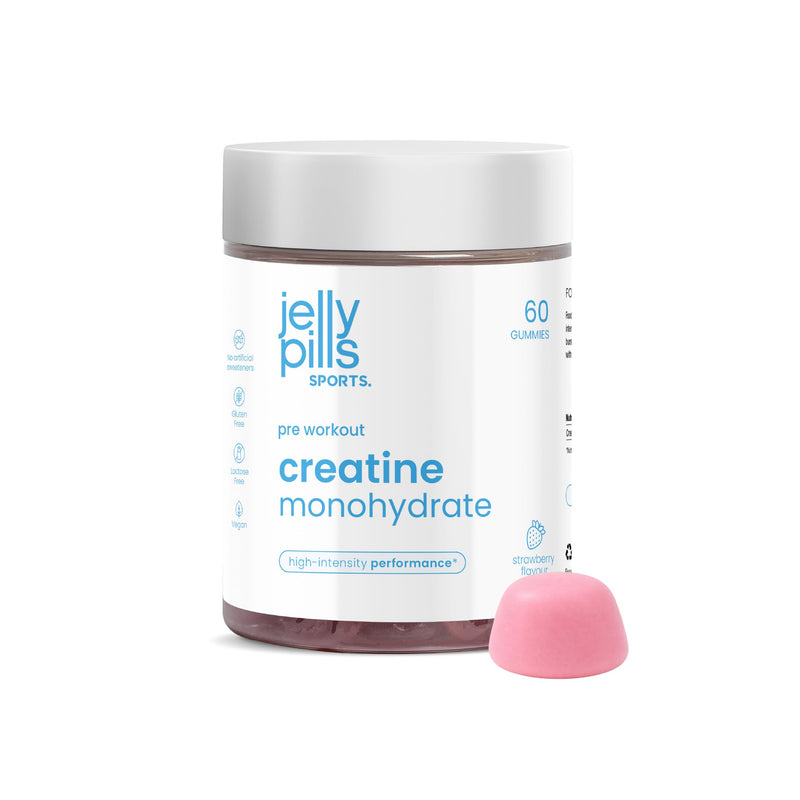 Pure Creatine Monohydrate Gummies – 1.5 g per Gummy – 60 Vegan Gummies – Pre-Workout Strength, Physical & Mental Performance – Cognitive Boost – Strawberry Flavour – Jelly Pills Sports – 1 Month