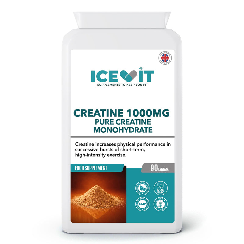 Creatine Monohydrate 3000mg per Serving – High Strength Pure Creatine - 90 Tablets – 30 Days Supply - Supports Physical Performance – Suitable for Vegans – Made in UK