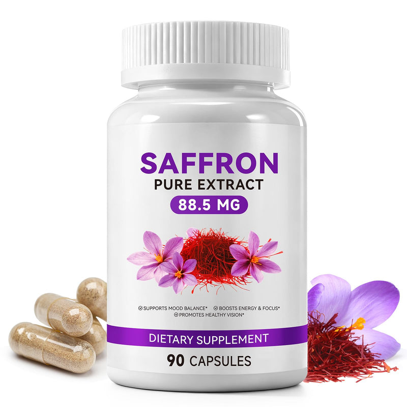 Saffron Extract Capsules – Premium Saffron Supplement – 90 Vegan Capsules – Food Supplement for Everyday Wellbeing
