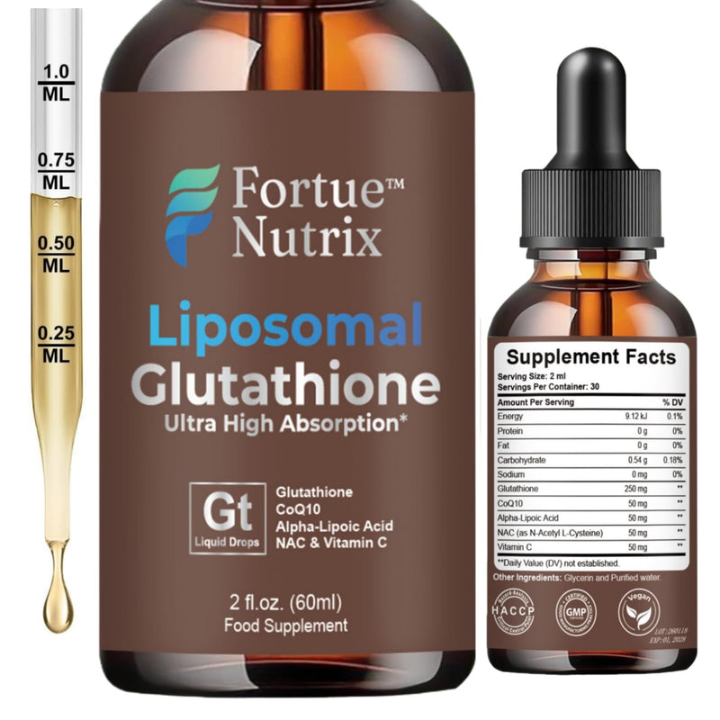 Liposomal Glutathione - Ultra High Absorption L-Glutamine - CoQ10 & Antioxidants for Liver Detox, Brain, Energy, Healthy Aging - Alpha-Lipoic Acid & Vitamin C Support Immune, Metabolism & Cholesterol