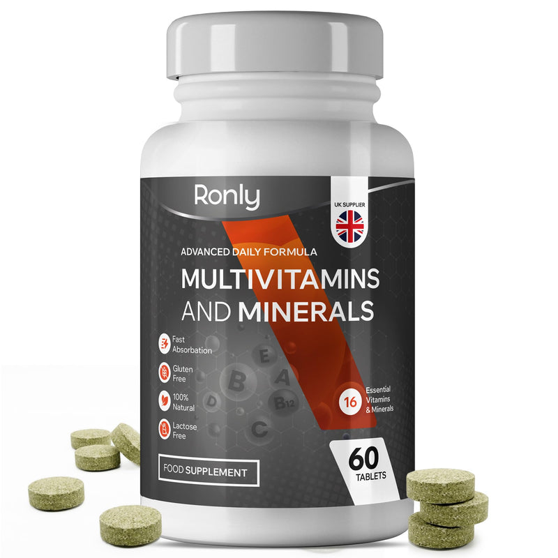Ronly Multivitamins & Minerals Tablets — One A Day Advanced Daily Formula | 16 Essential Vitamins & Minerals | Immune & Energy Support | Vegan, Gluten Free & Lactose Free | No GMO