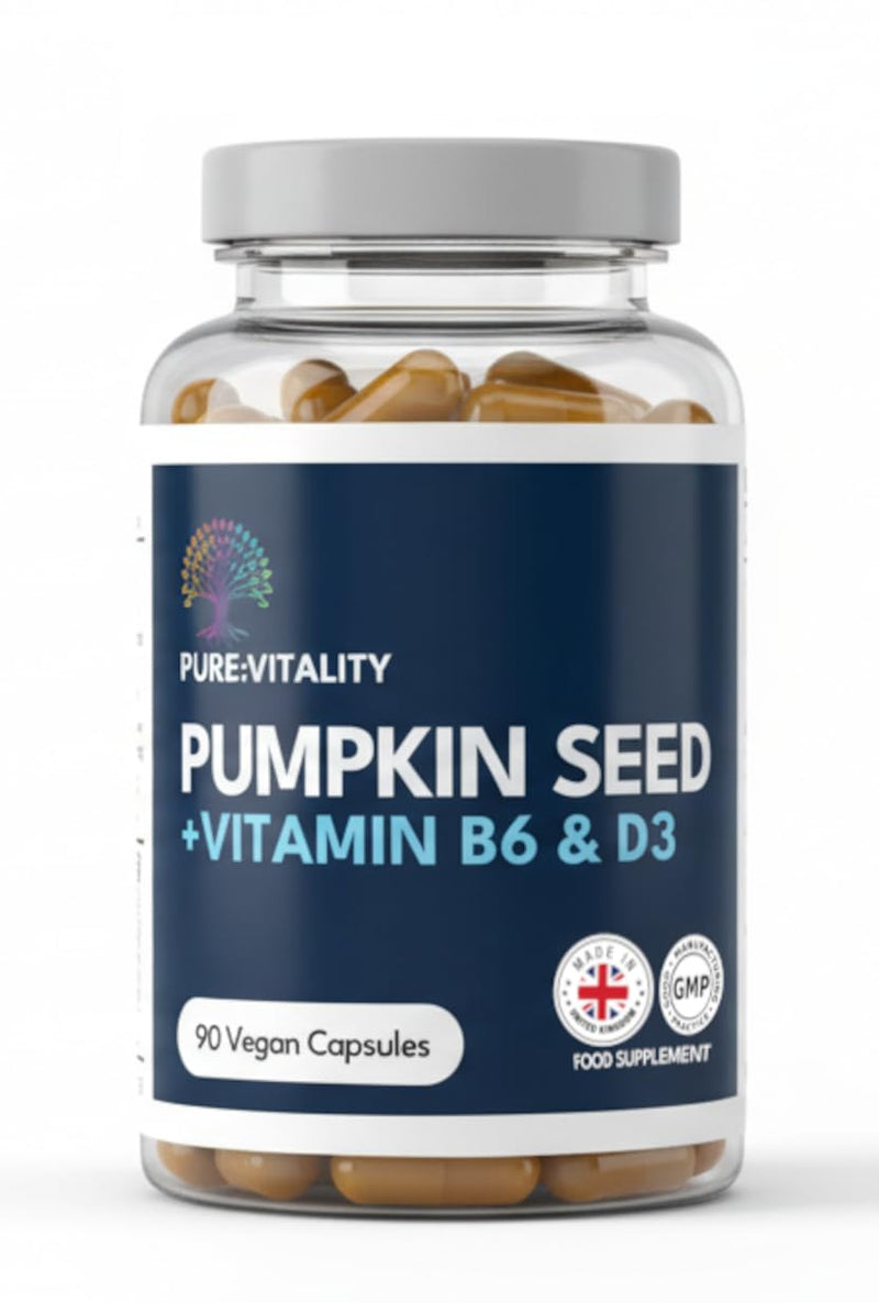 Pumpkin Seed Extract 3000mg with Vitamin D3 4000IU & Vitamin B6 4mg – 90 Capsules – 3 Month Supply – High Strength Formula for Prostate, Immune & Hormone Support – GMP HACCP Certified