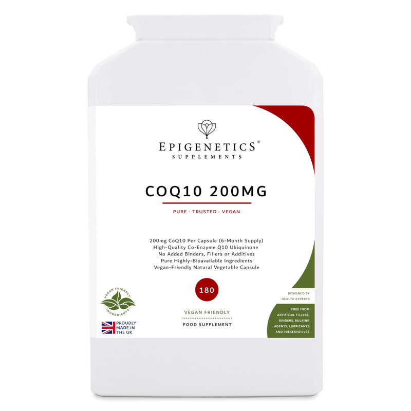 Co-Enzyme Q10 200mg | High-Strength Ubiquinone for Energy & Antioxidant Support | 180 Vegan Capsules UK Made | 1 Capsule Daily (6-Month Supply) | Pure & Bioavailable