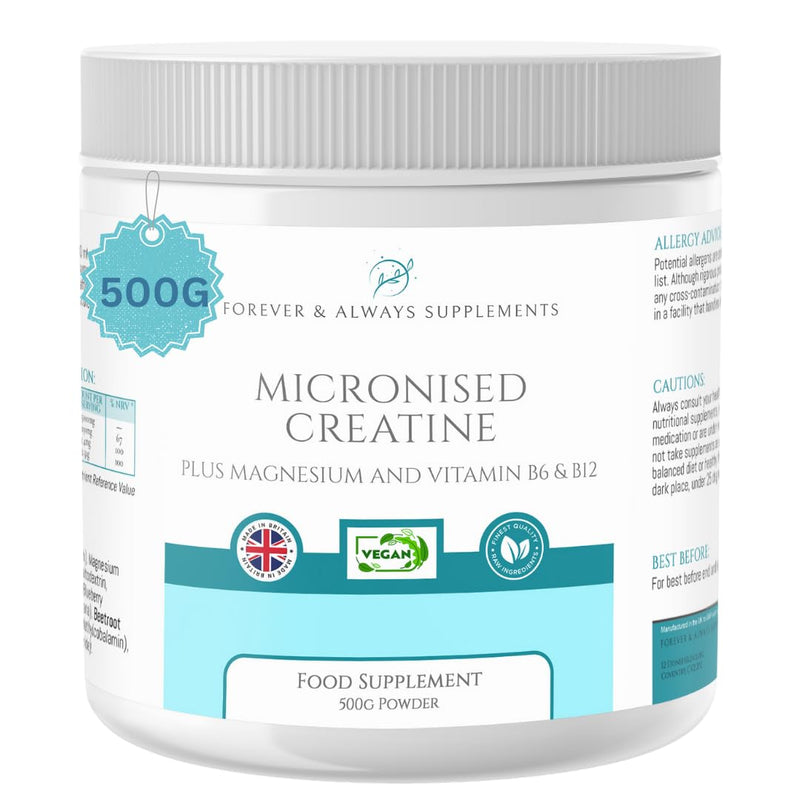 Micronised Creatine Plus Magnesium and Vitamin B6 & B12 Formula | Clean, Vegan-Friendly Naturally Flavoured Raspberry-Blueberry Taste | Energy, Strength, Recovery & Performance Support