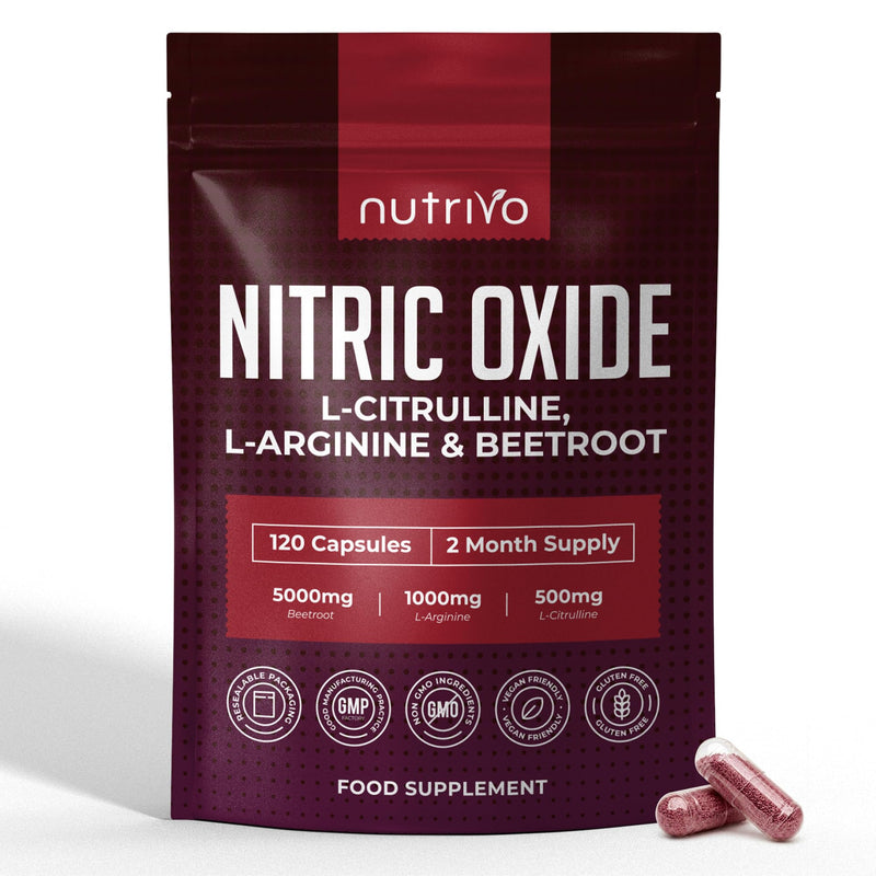 Nitric Oxide Supplements 6500mg | Nitric Oxide Supplements for Men | L Arginine and L Citrulline with Beetroot Nitric Oxide Booster | Supports Blood Flow & Blood Pressure | 120 Capsules