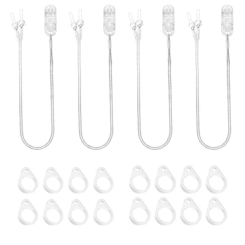 Hearing Aid Clips and Lanyards Kit - Anti-Loss Safety Retainer Cord with 24 Silicone Loops (7/9/11mm) & Storage Case - Grey BTE Hearing Aid Accessories for Seniors, Adults