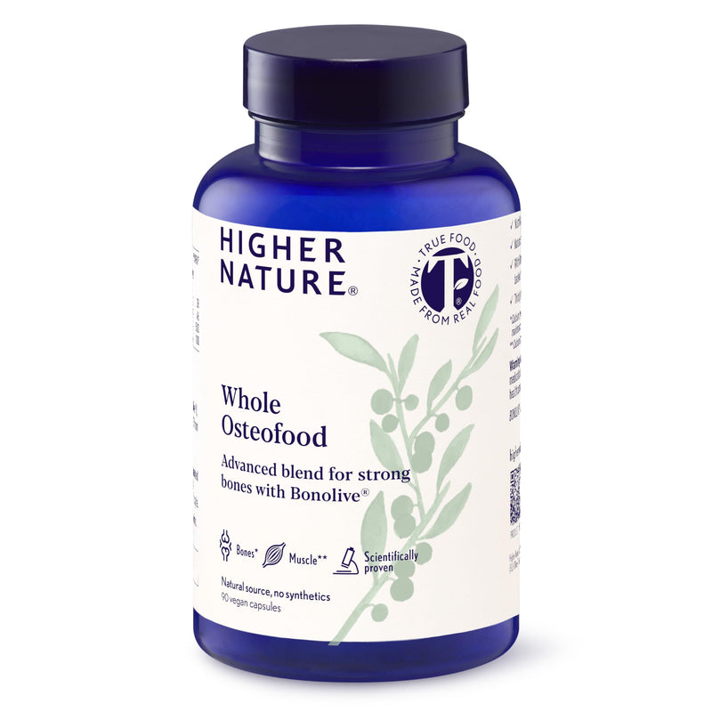 Higher Nature - Whole Osteofood - Supports Healthy Bones & Teeth - Magnesium, Calcium, Vitamin D3 & K2 - Improved Bone Strength & Density - Joint Care - True Food® Formula - 90 Capsules