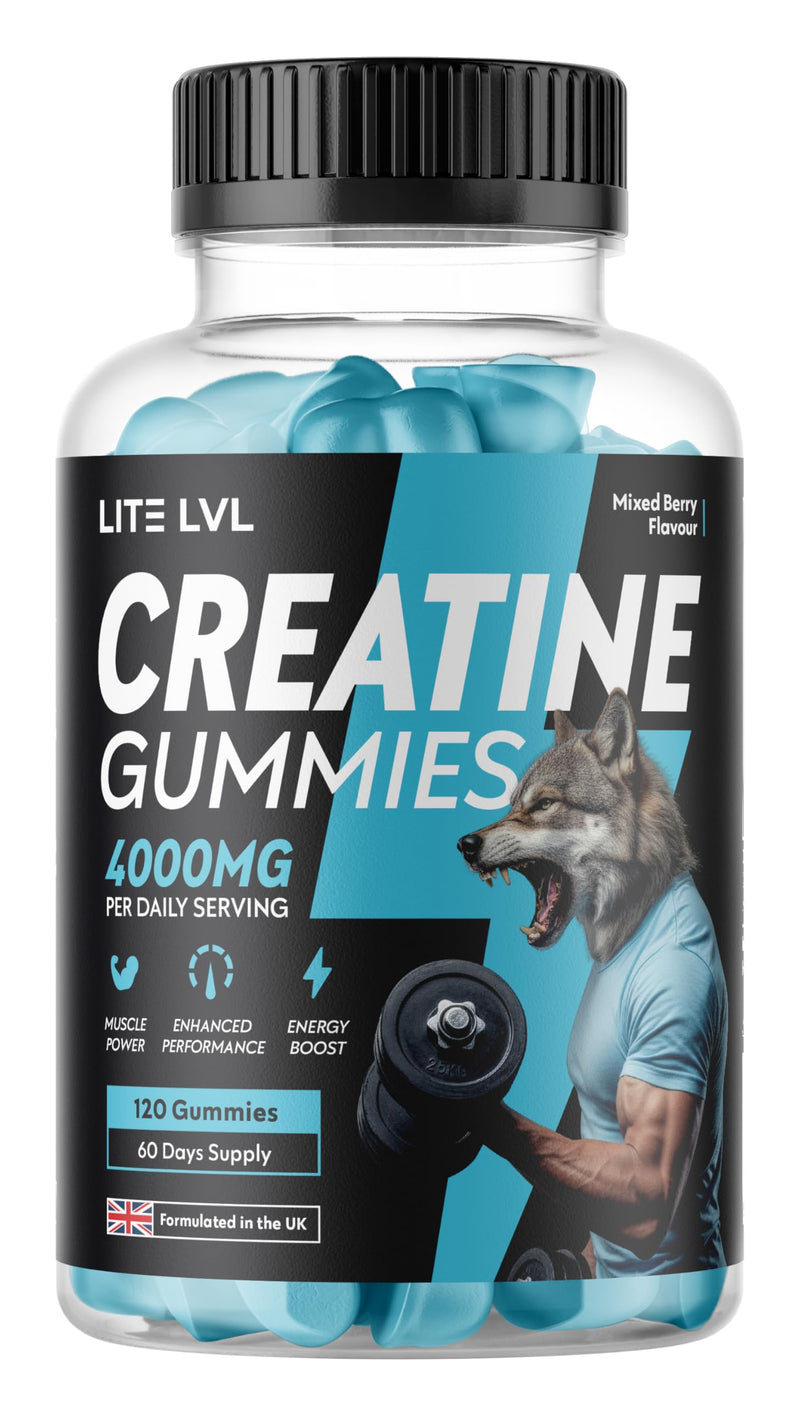Creatine Gummies 4000mg | 120 Mixed Berry Flavoured Gummies | Creatine Monohydrate Supplement for Muscle Strength & Performance | Vegan-Friendly | 60 Days Supply 1 count (Pack of 120)