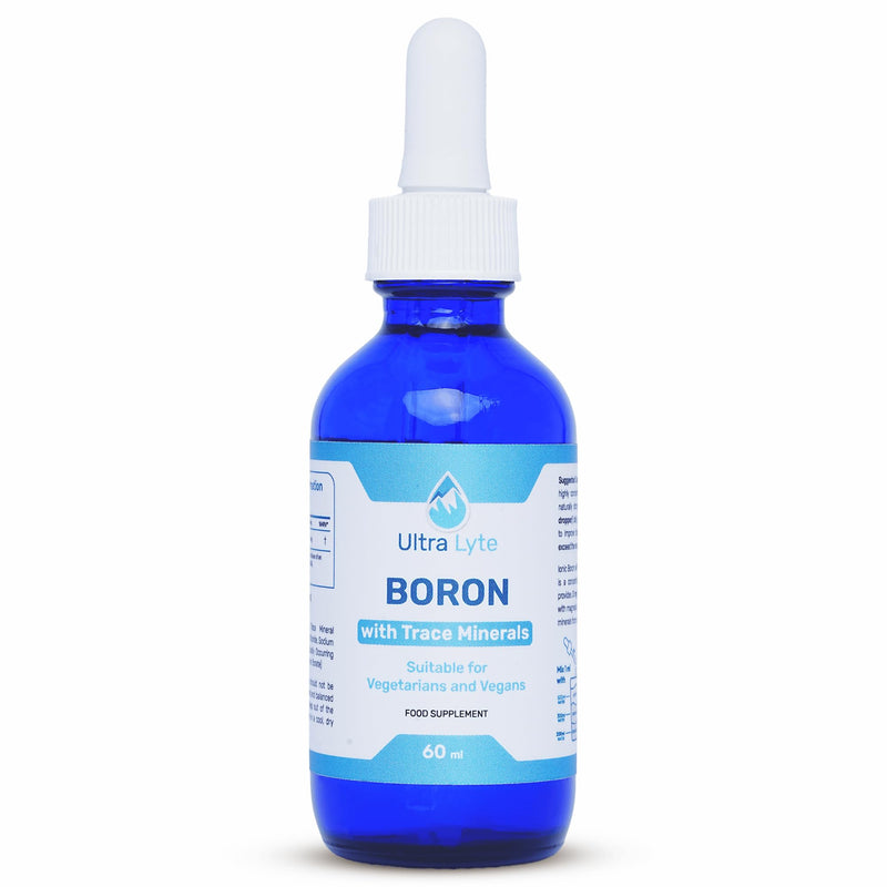 Ultra Lyte Ionic Boron 3mg with Trace Minerals – 60ml Boron Supplements Trace Mineral Drops for Bones, Brain Function Support, Hormone Balance – Quick Absorption and Convenient Dosage – Unflavoured