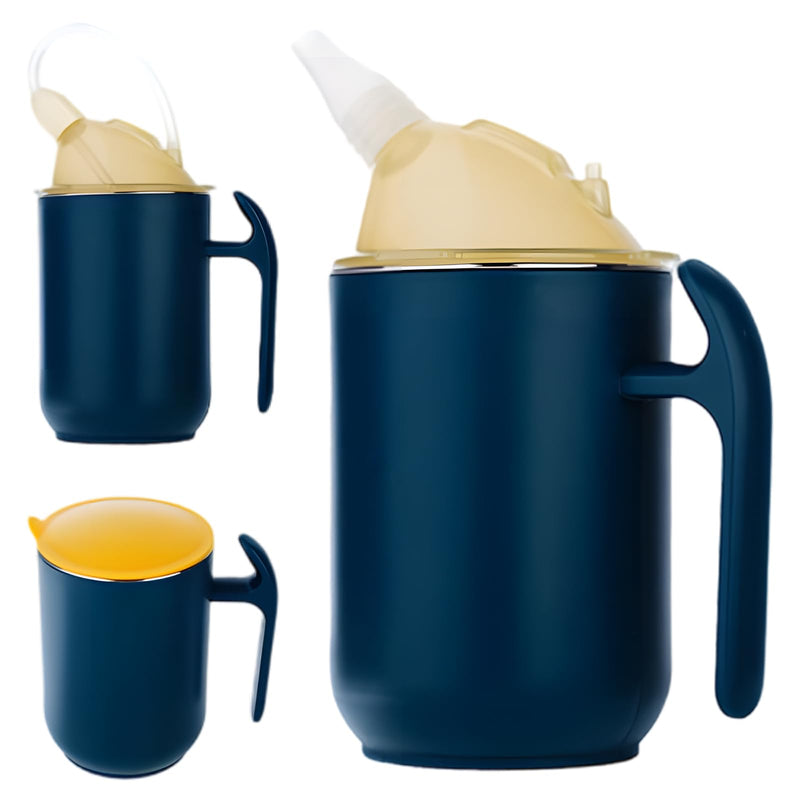 3-in-1 Leak-Proof Drinking Cup Stainless Steel 400 ml Sippy Cup Seniors with Handles, Sippy Cup for Seniors, for Seniors, Patients, Disabled People, Maternity, Leak-Proof