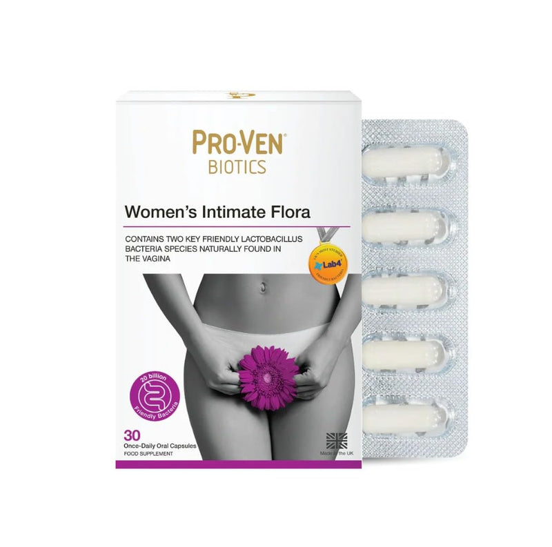 Proven Biotics Women’s Intimate Flora | 30 Probiotic Capsules | 20 Billion Live Bacteria with Lactobacillus & Vitamins A D | for the Vaginal & Gut Microbiomes