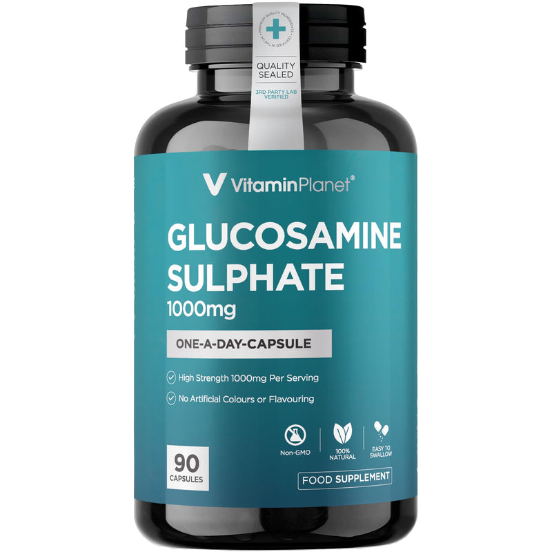 Glucosamine Sulphate 1000mg | 90 Capsules | 750mg Active Glucosamine Sulphate | Easy to Swallow | 90-Day Supply | Single Ingredient Formula | Non-GMO | GMP Manufactured