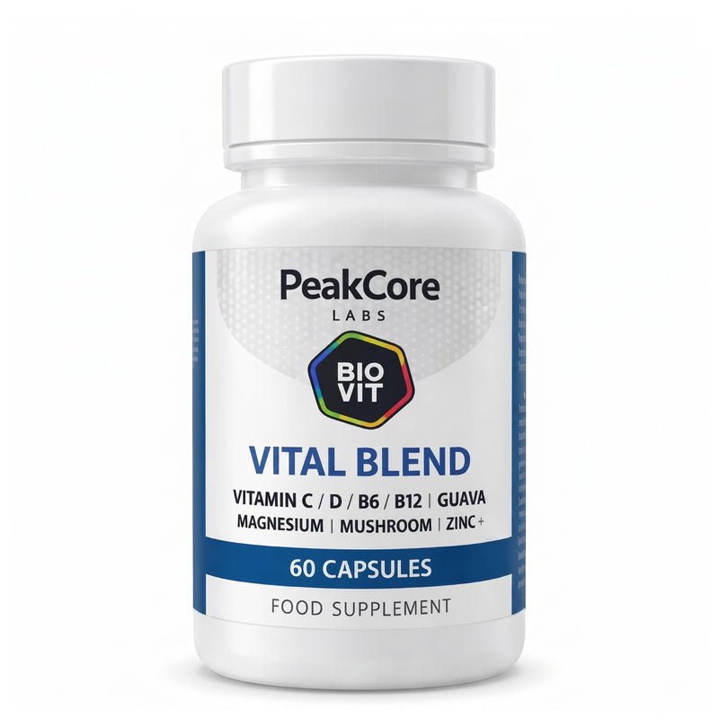 Natural Daily Immune & Recovery Support – Vitamin C, D, B12, Zinc & Magnesium with Mushroom & Plant Extracts – BioVit 100% Natural Source Blend – 60 Capsules