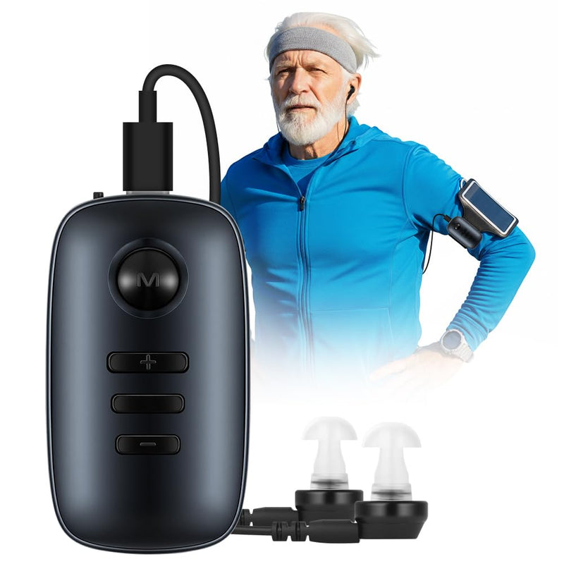 Aolso Digital Personal Sound and Voice Amplifier with Double Ear Headphone, Pocket Sound Voice Enhancer Device with one and Volume Control, Adult Listening Device