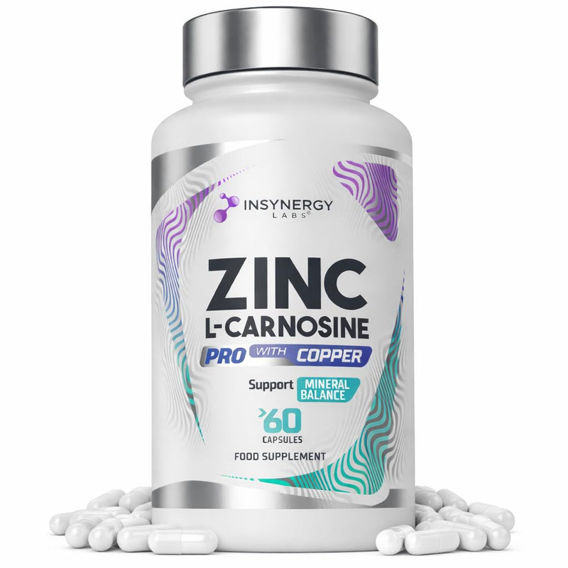 Zinc L-Carnosine PRO 81mg with Copper (Superior Absorption) Zinc L Carnosine Advanced Zinc Supplement, Zinc Capsules for Stomach & Digestive Support High Absorption Copper Formula 60 Vegan Capsules