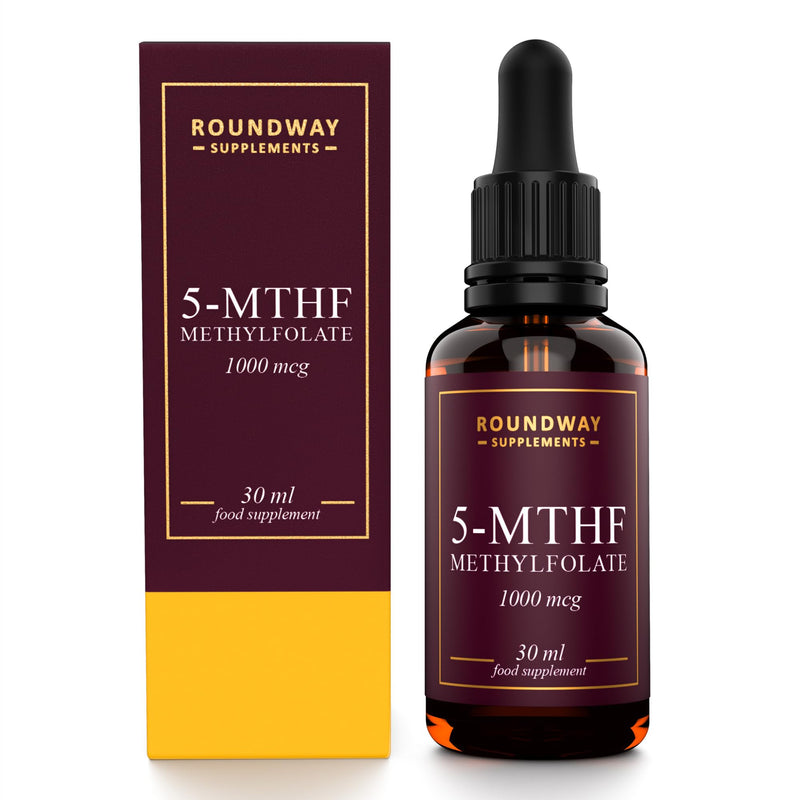 Methylfolate Folic Acid 1000mcg Drops as 5-Methyltetrahydrofolate | 5-MTHF Vitamin B9 Supplement for Pregnancy | 30ml, 60 Servings, 2 Month Supply | Made in The UK by Roundway Supplements