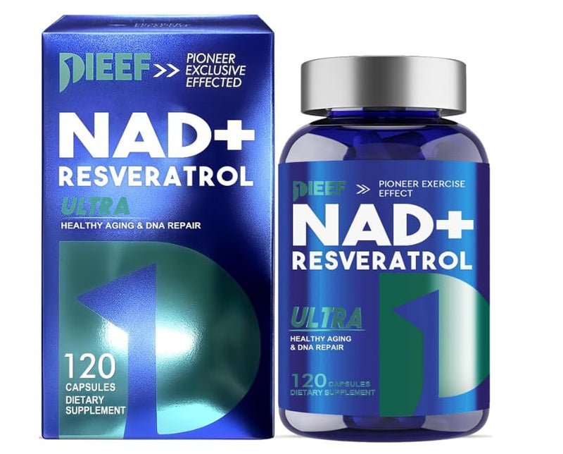 NAD+ Supplement 1500MG, 120PCS Ultra NAD+ & Resveratrol Supplement, Boosting Riboside for Cellular Energy, Metabolism & Repair, Blue