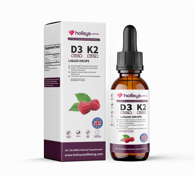Holisys Vitamin D3 + K2 Liquid Drops – Liquid Vitamin Ingredient Formula – 60 ml