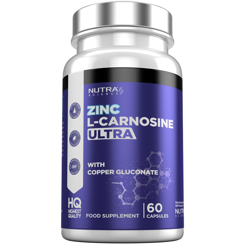 Zinc L-Carnosine Ultra – High Strength 81MG Zinc L Carnosine + Copper – Digestive & Gastric Support Zinc Supplement – 60 Vegan Capsules