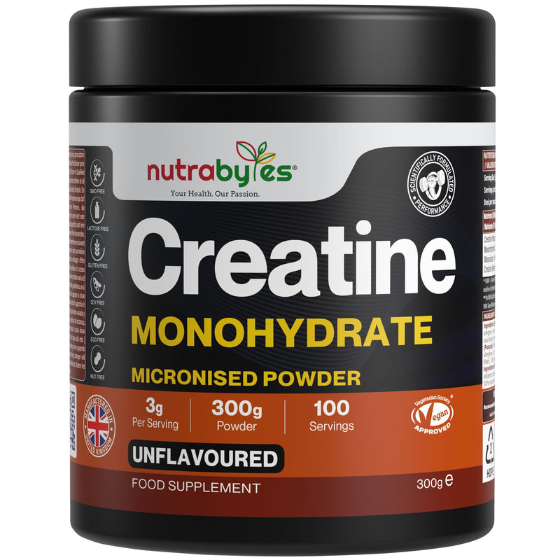 Unflavoured Creatine Monohydrate Powder 300g (100 Servings) | Pure Micronised | 3+ Month Supply | Muscle Growth, Strength & Recovery Supplement for Men & Women | Vegan | Easy to Mix | UK Made