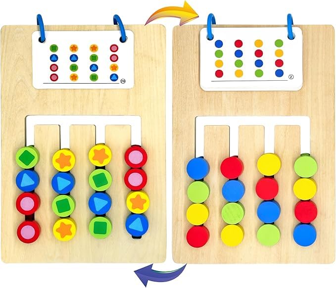 Pack of 2 Dementia Activity 2026 Update Colour Memory Game for Seniors Wooden with 20 Cards, Double-Sided Playable & Cards Securely Fixed, Easy to Grip, Activation & Memory Training