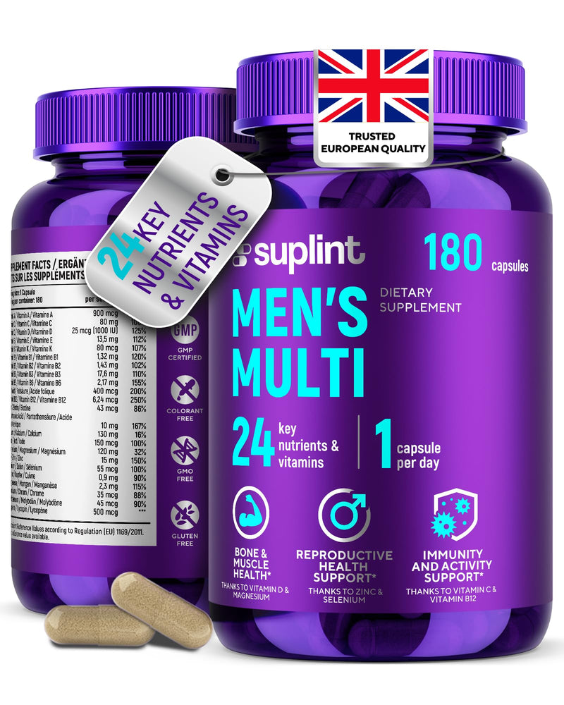 Multivitamin Capsules for Men – A-Z Vitamin & Mineral Complex – 180 Capsules for 180 Days – Multivitamin Tablets for Men – All-in-One Supplement