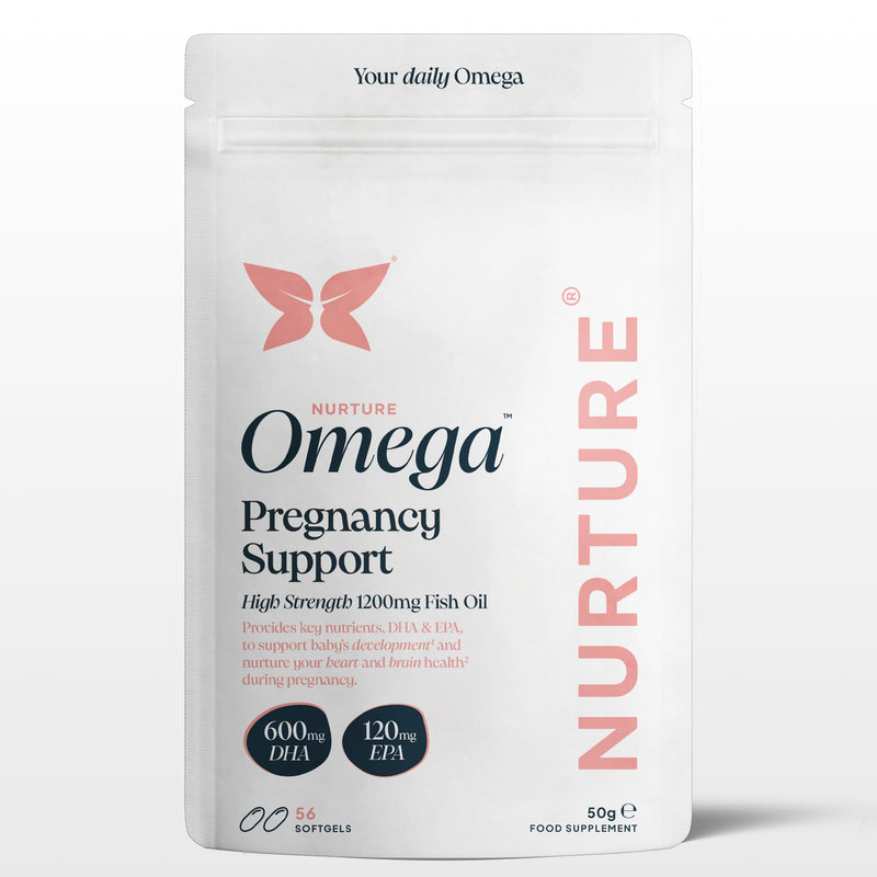 Nurture® Pregnancy Omega 3 | 600mg DHA & 120mg EPA Proven 5-1 Formula | Professor Formulated | Supports Baby Brain & Eye Development | Prenatal, Fertility & Breastfeeding | 56 Softgels | Made in UK