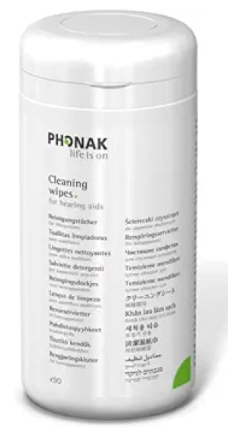 PH0NAK Hearing Aid Cleaning Wipes, 90 Tissues in Dispenser Tub