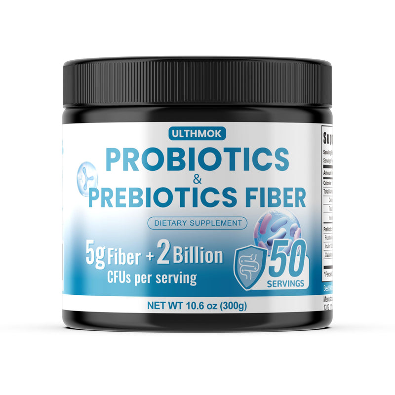 Probiotic Fiber Supplement | 3-in-1 Soluble Fiber Powder Promotes Gut Health and Improves Digestion | Contains 2 Billion live Probiotics | 3 Types of Fiber (300g Per Can, 1 Serving = 6g Dietary Fiber)
