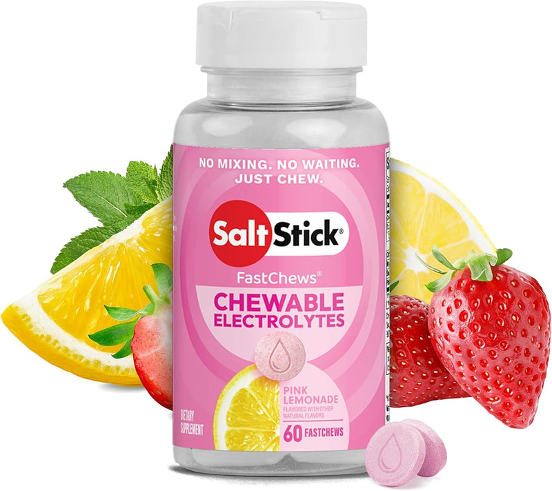 SaltStick Electrolyte FastChews - 60 Pink Lemonade Chewable Tablets - Salt Tablets for Running and Hydration, Electrolyte Chews - 60 Count