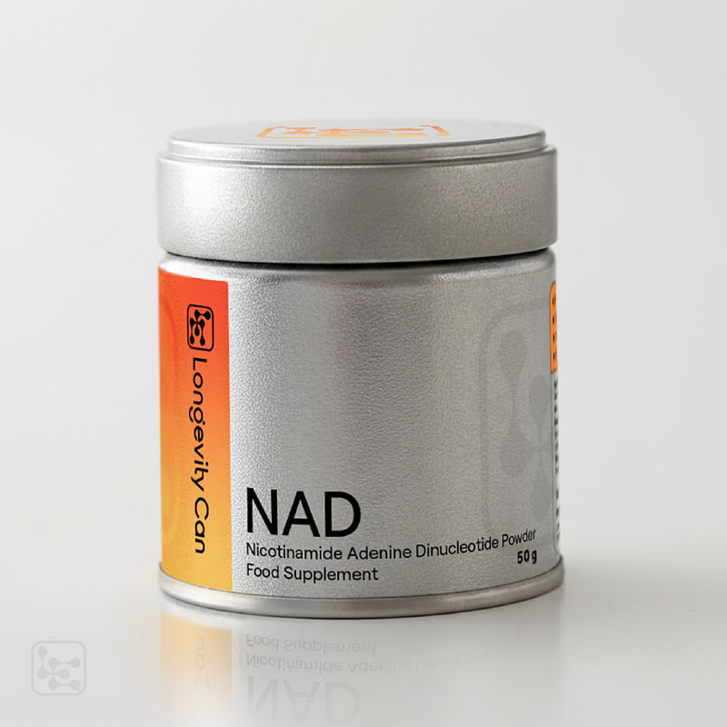 NAD Powder Pure - 500mg Approx 100 Servings/50g Tin- 3rd Party Tested, QR Verification - NAD Supplement - NAD+ Support no additives - Scoop Included - Vegan.