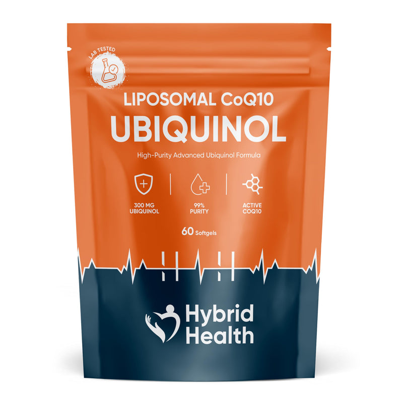 Hybrid Health CoQ10 Ubiquinol 300mg Supplement - 60 Easy-to-Swallow Softgels, 99% Purity Ubiquinol CoQ10, Independently Third Party Tested, 60 Servings, 2 Months Supply