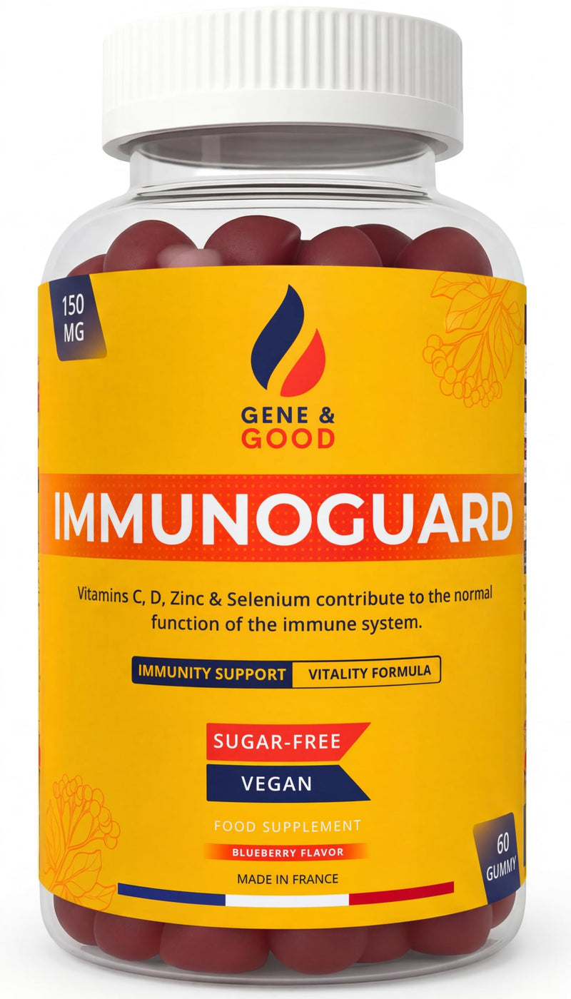 Gene & Good® Immune Support Gummies (Blueberry Flavour) | Vitamin C + Vitamin D + Zinc + Selenium | Elderberry Extract + Beta-Glucan | Sugar Free | Vegan | 60 Gummies 1