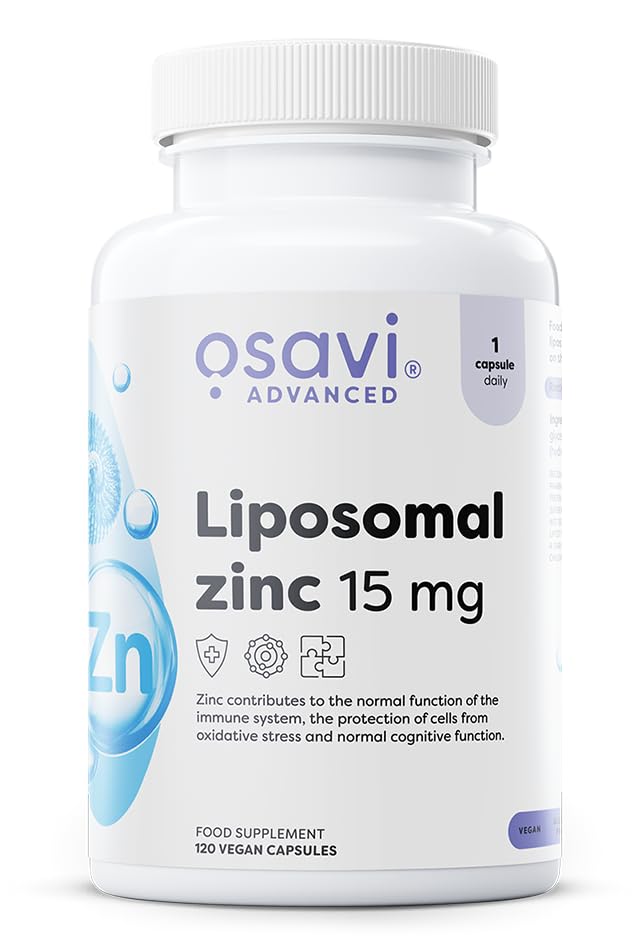 Osavi Liposomal Zinc 15 mg - 120 Vegan Capsules| Liposovit®-Zn Capsules | High Absorption & Gentle on Stomach | Supports Immune System, Cognitive Function, Hair, Skin & Nails