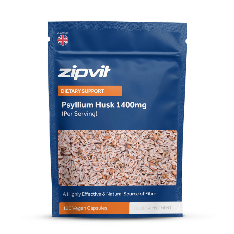 Zipvit Psyllium Husk Fibre Supplement, 1400mg Psyllium Husk Powder, Up to 4200mg Per Serving, 120 Vegan Capsules, Eco-Friendly Pouch 1 count (Pack of 120 Pouch)