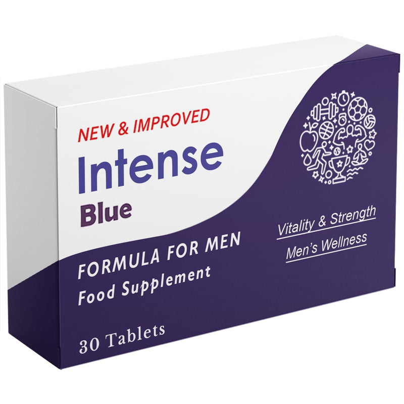 Intense Blue 30 Tablets - Supplement for Men - Natural Vitality & Confidence Support - Korean Ginseng, Tribulus Terrestris - Made in The UK 30 count (Pack of 1)