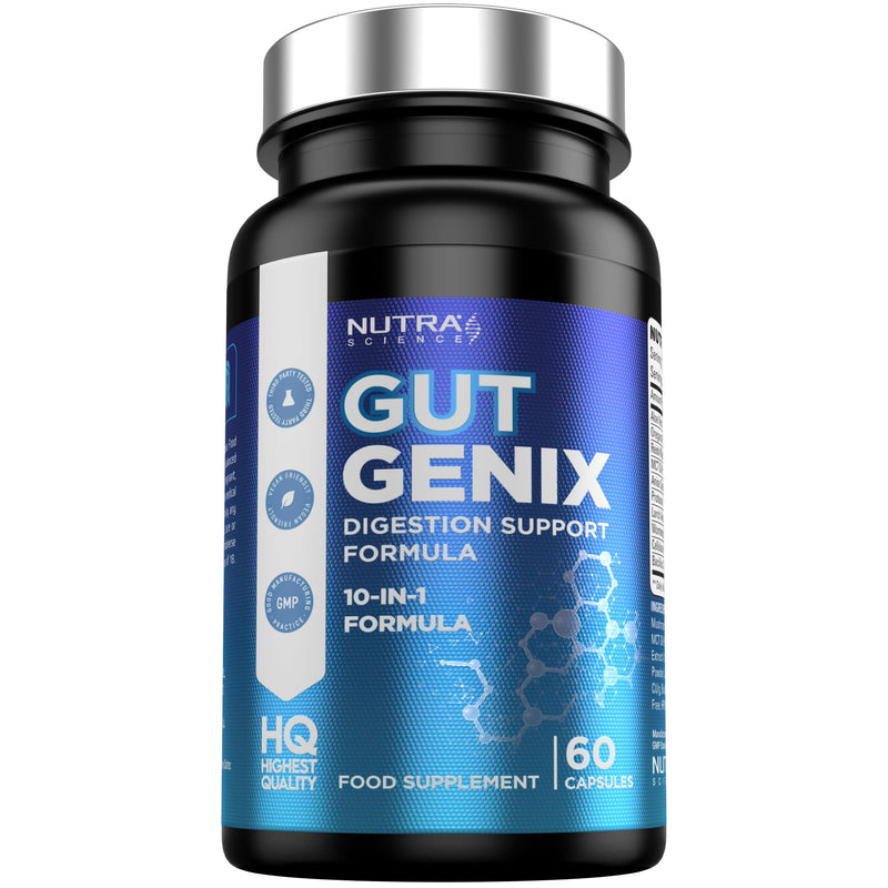 GutGenix – Advanced Gut Health Supplement with Prebiotics, Probiotics & Digestive Enzymes – Gut Repair & Digestive Support – 60 Vegan Capsules